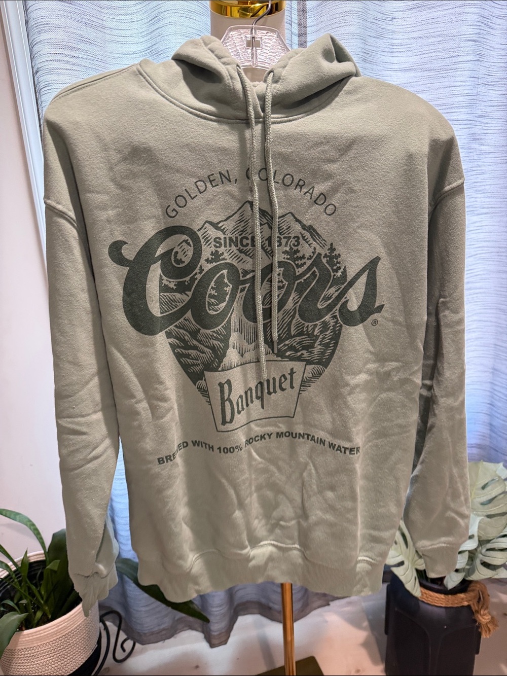 Graphic Crewneck Hoodie in Sage Green